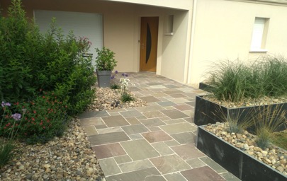 Terrasse, allée, jardinière ardoise
