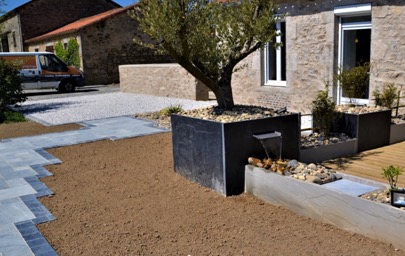 Jardinière en gré et ardoise